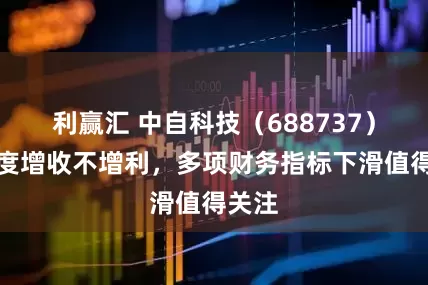 利赢汇 中自科技（688737）一季度增收不增利，多项财务指标下滑值得关注
