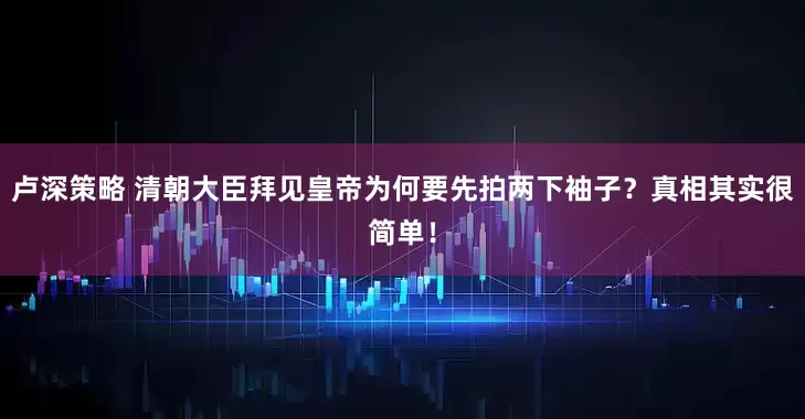 卢深策略 清朝大臣拜见皇帝为何要先拍两下袖子？真相其实很简单！